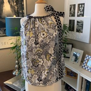 Etsy Marimekko Boutique Halter Tank Top Black White Retro S M New Floral Flower